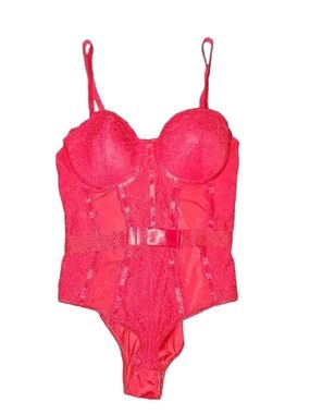 Red Lace Bustier Bodysuit